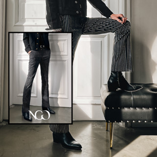 Quần tây nam ống loe dày dặn Sọc Đen Trắng NGO - Striped Black Flare Trouser