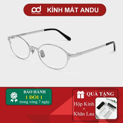 Gọng kính cận thời trang nam nữ ANDU dáng tròn dẹp phong cách 2YK chống tia UV - 20436