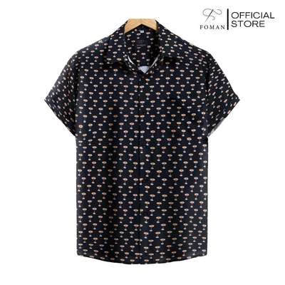 Áo sơ mi tay ngắn Nam F FOMAN Hoạ tiết THE BUZZ AROUND TOWN vải Lụa  Cao cấp thoáng mát, mềm mịn