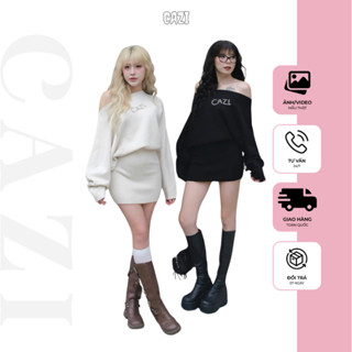  Cazi Kira Dress - Váy len lệch vai 