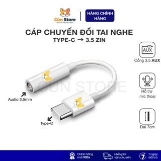 Cổng chuyển đổi tai nghe Type C sang 3.5mm, cổng chuyển có mic zin chính hãng | Cún Store