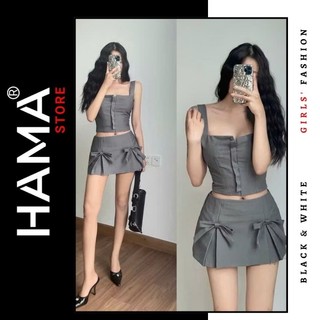 Sét áo 2 dây + chân váy HAMA STORE H19 - Kèm 2 nơ và quần trong dễ thương