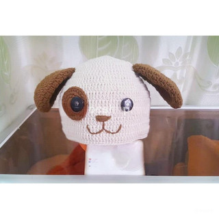 Nón len handmade cho bé - chó nâu