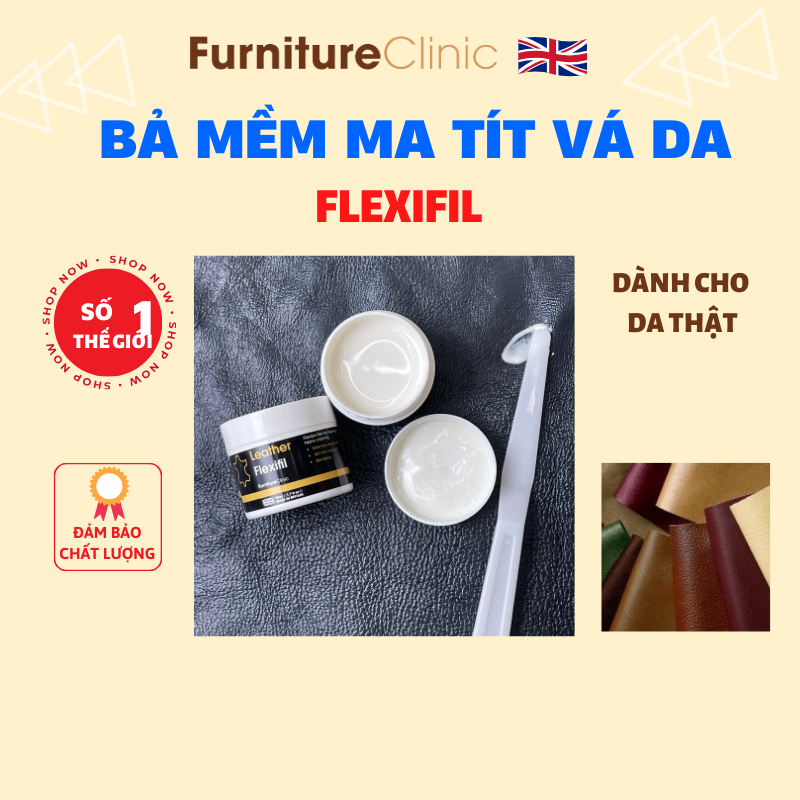 Ma tít dẻo Flexifil hãng Furniture Clinic nước Anh giúp vá vết nứt vết trầy xước trên túi da, ghế da