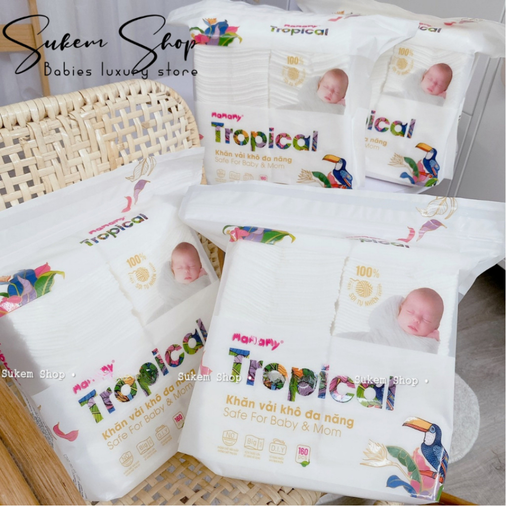 Khăn Vải Khô Đa Năng Mamamy Tropical Cao Cấp 100% Vải Tự Nhiên & Rayon Tặng Quà Cho Bé Yêu