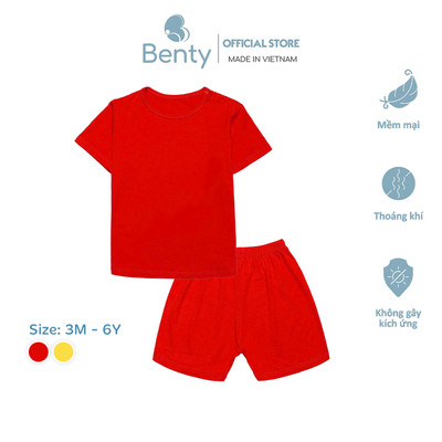 Bộ cộc tay cài vai BENTY thời trang vui Tết, chất liệu an toàn, bé yêu nổi bật với màu sắc tươi tắn