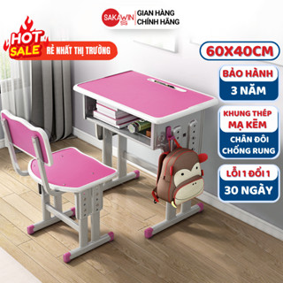 Bộ bàn học cho bé Sakawin S60, Chân đôi chắc chắn chống rung, Nâng hạ chiều cao đinh ốc.