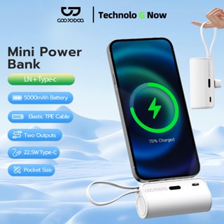 sạc dự phòng mini GOOJODOQ 2024 không dây di động có phích cắm Type-C và Light-ning