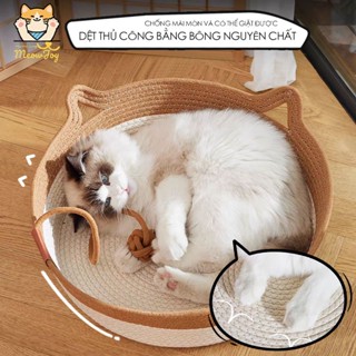 Tổ mèo mây cho tất cả các mùa, tổ mèo dệt, tổ chó Teddy, thảm thú cưng, tổ bóng đồ chơi cho mèo LGP0058