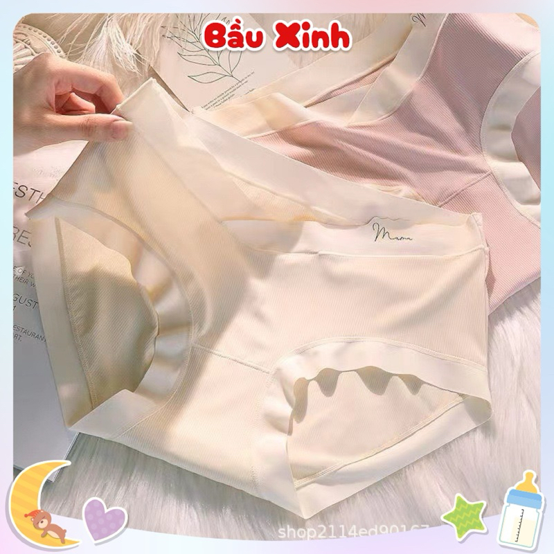 Quần lót bầu Thun Tăm Lạnh chip bà bầu sau sinh cạp chéo tránh chạm vết mổ kháng khuẩn HEROMOM