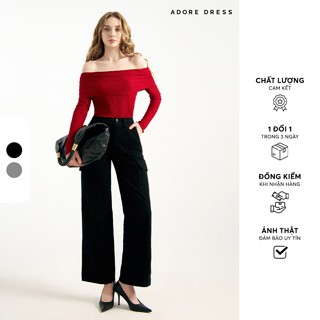 413TR6002 - Quần kiểu cargo túi ốp hông kaki mềm đen ADORE DRESS