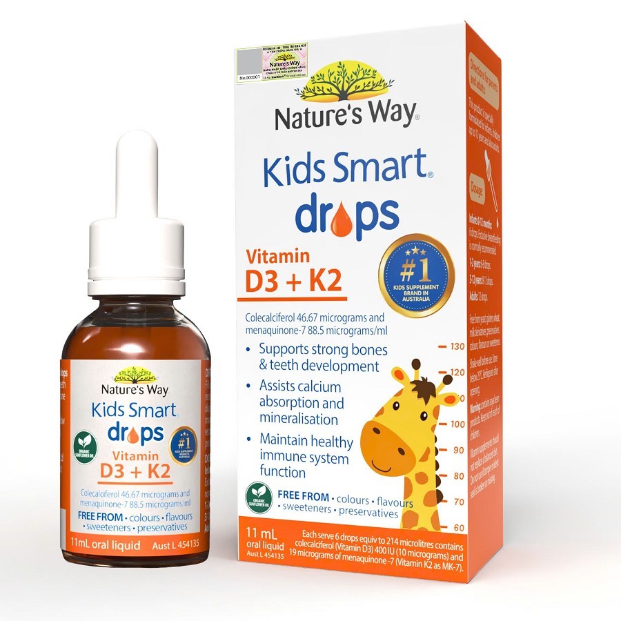 Vitamin D3K2 ORGANIC Nature’s Way, Vitamin D3K2 Cao Cấp Thế Hệ Mới Cho Bé Hộp 11ml