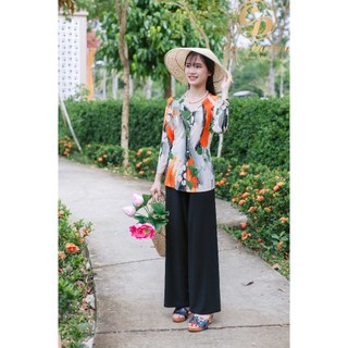 Áo lẻ bà ba nữ tay dài cổ tim, áo bà ba lẻ nhiều màu sắc đa dạng, vải thun lạnh mềm mịn - Cúc Dưỡng (CH)