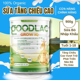 SỮA TĂNG CHIỀU CAO NHANH cho bé 1-18 tuổi, Bổ Sung Canxi, DHA, Tăng Trí Tuệ, GoodLac Grow IQ, Nature IQ Grow Plus 900g