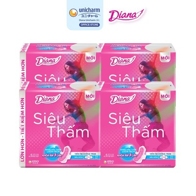 [KOL] Bộ 4 gói băng vệ sinh Diana siêu thấm siêu mỏng cánh 20 miếng/gói
