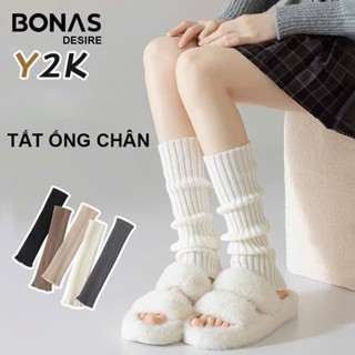 Tất ống chân len chính hãng BONAS chất dệt kim dày dặn giữ ấm chân mùa đông phong cách y2k Lolita Nhật Bản MW-1896
