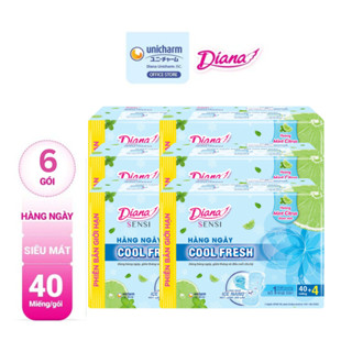 Bộ 6 Băng vệ sinh Diana hàng ngày Sensi Cool Fresh gói 40 miếng