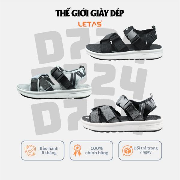 Sandal Nam Nữ D724  quai chéo đế bằng tẩy cao su Letas