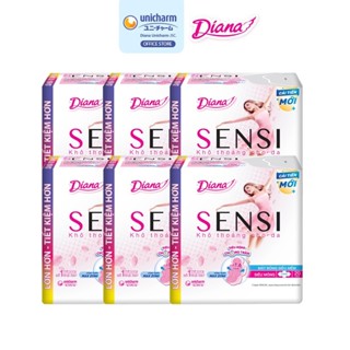 (Sản phẩm cải tiến) Bộ 6 gói băng vệ sinh Diana Sensi siêu mỏng cánh 20 miếng/gói