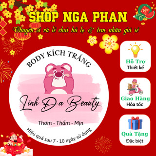 KT: 9cm, Combo 100 Tem Giấy ảnh, Tem nhựa sữa, Tem trong Kem Body, Cốt, Trộn - KT: 9cm