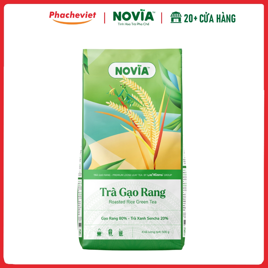 Trà gạo rang Novia 500gr, Trà Gạo Rang Lạc Vương 500g