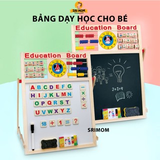 Bảng ghép Thông Minh Số Và Chữ Cái 2 Mặt Nam Châm Bằng Gỗ Education Board, Bảng 2 Mặt Tặng Kèm Bộ Chữ + Số - SRIMOM