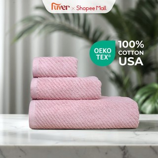 Khăn tắm, Khăn gội, Khăn mặt cao cấp Fuver Diagonal 100% Cotton USA Mềm Mại, Thấm Hút, Kháng Khuẩn