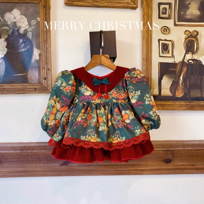 [Hàng thiết kế loại 1] VÁY ĐẦM XOÈ KÈM QUẦN LOLITA/TÂY BAN NHA HOẠ TIẾT HOA CHO BÉ GÁI SIÊU XINH