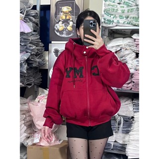 Áo khoác hoodie zip BOXY có nút bấm cổ, dập nổi, in nổi OCMY rỗ nét ,có 2 túi trong tay phồng UNISEX NAM NỮ V10