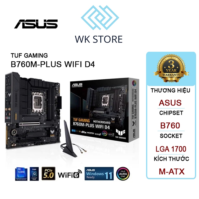 Mainboard ASUS TUF GAMING B760M-PLUS WIFI D4 Mới BH 36T