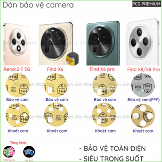 (mua 1 tặng 1) Dán cường lực camera Oppo Reno12 F 5G (Reno 12F)/ Find X6/ Find X6 Pro/ X7 Ultra/ Find X8 loại nano, PPF