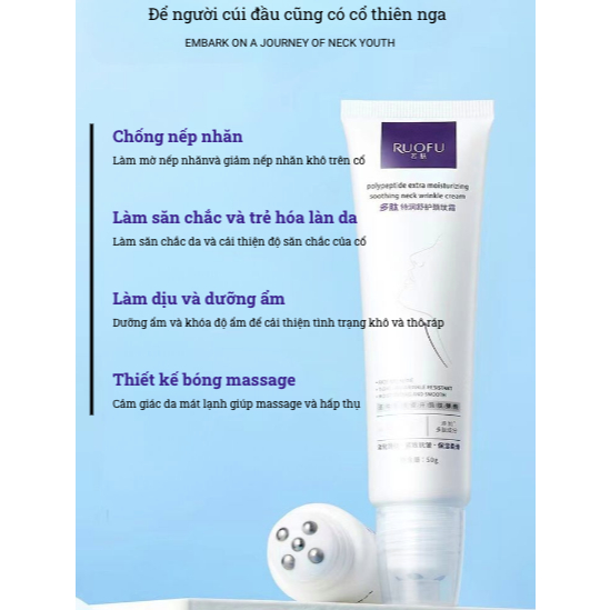Kem Dưỡng Da Vùng Cổ Ruofu Polypeptide - Kem dưỡng cổ Polypeptide cải thiện nếp nhăn, tăng độ đàn hồi cho da