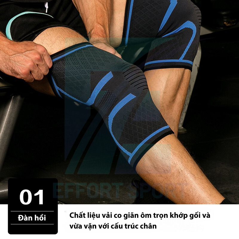 Đai Bó gối thể thao EFFORT SPORT xỏ gối co dãn dày dặn băng bảo vệ đầu gối giảm chấn thương - DAGOI0