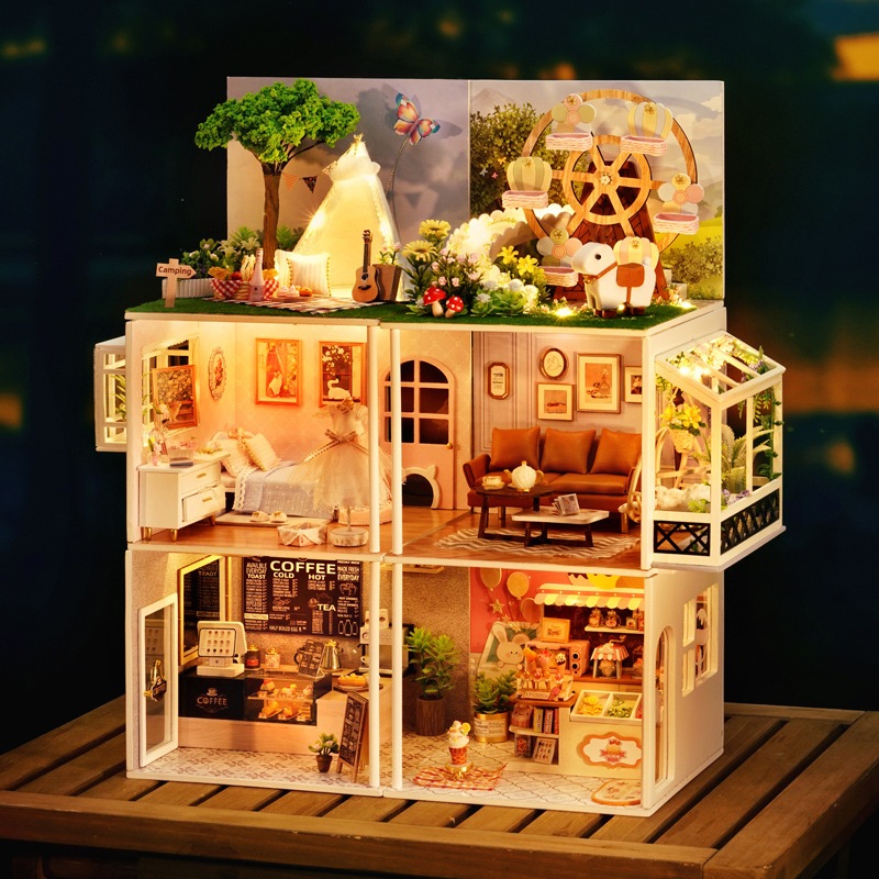 XẢ HÀNG mô hinh nhà búp bê, lắp ghép nhà búp bê DIY xinh xắn MD26,MD27, H024, H025- TẶNG MICA + KEO