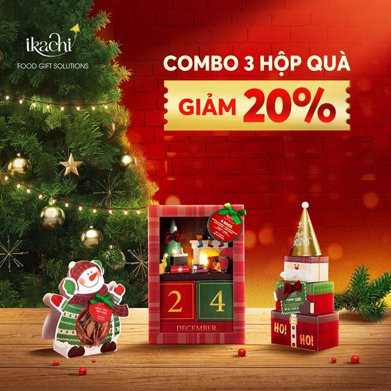 (DEAL HỜI 12.12) Combo trọn bộ quà Noel  - Set quà tặng Giáng Sinh - Combo 3 hộp quà tặng giáng sinh