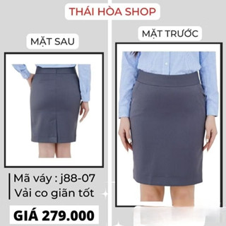 Chân váy bút chì Thái Hoà màu xám chất vải mềm J88
