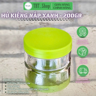 Hủ kiếng/ nắp màu xanh lá (200gr)/ có nắp lót chống tràn
