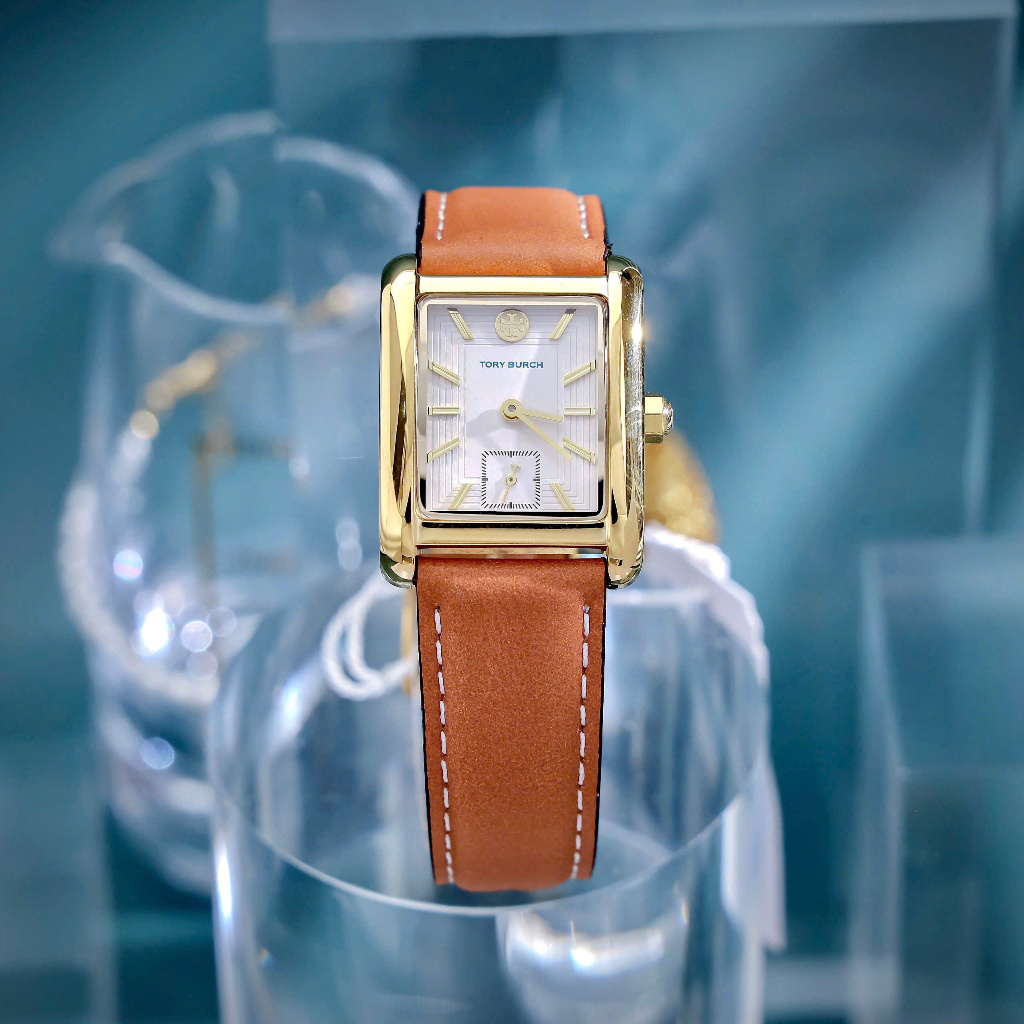 Tory Burch Dalloway TBW1068 Orange⌚ Dinowatch🪁High-quality Women Watches Đồng Hồ Nữ Square Mặt Vuông
