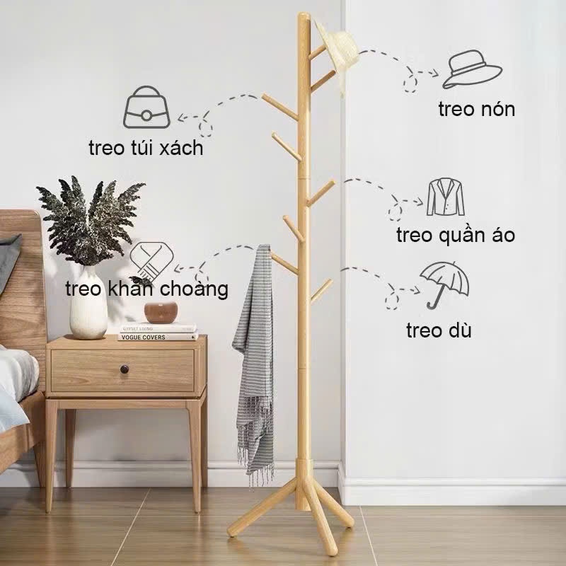 Cây Treo Mũ Gỗ - Giá Treo Đồ Thông Minh, Treo Túi Xách Tiết Kiệm Không Gian | BigBuy360 - bigbuy360.vn
