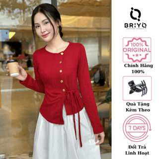 [TẶNG KẸP TÓC] Áo Len Thừng Áo Len Dệt Kim Cổ Tròn Dài Tay Thắt Dây Eo Lệch Phong Cách Hàn Quốc BRIYO TD38
