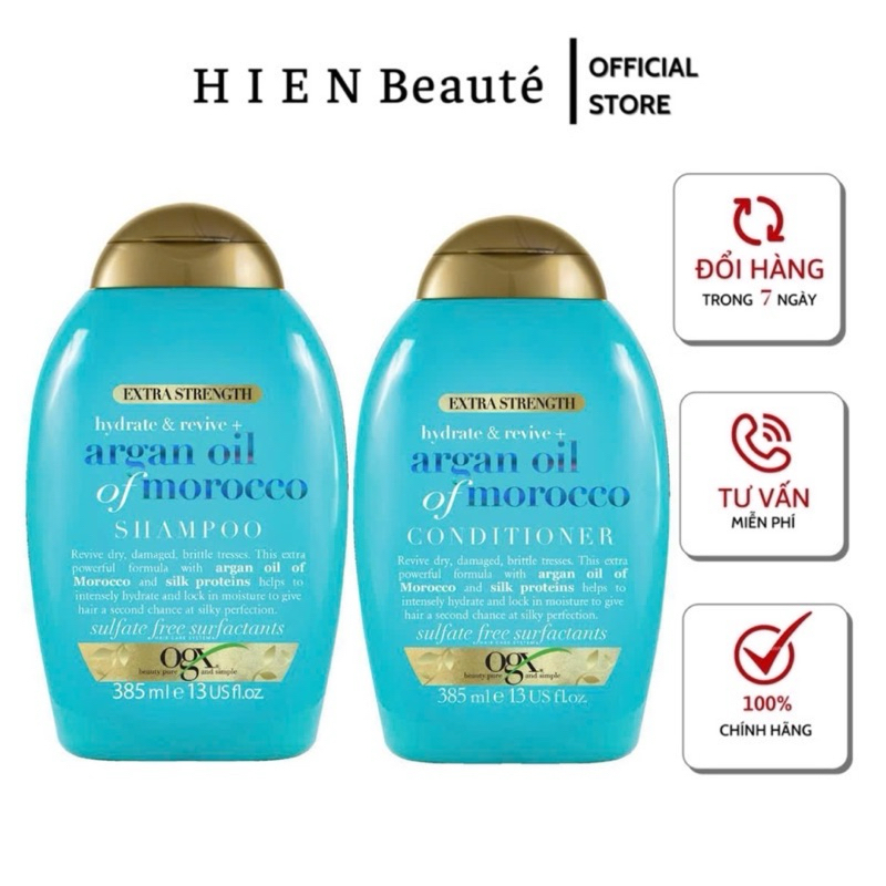 Dầu Gội + Xả Dưỡng Ẩm & Phục Hồi Tóc OGX Extra Strength Argan Oil Of Morocco 385ml