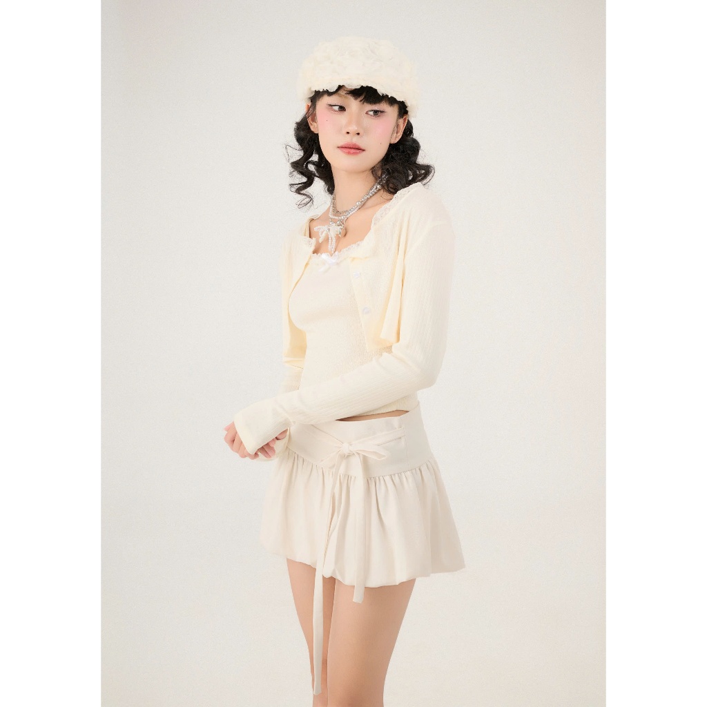 AREUM ÁO Tay Dài BUDDIES Cổ Viền Ren (Áo hai dây + Áo khoác ngoài) | BigBuy360 - bigbuy360.vn