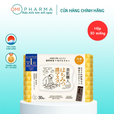 Mặt Nạ Siêu Dưỡng Ẩm Da Nhiều Tinh Chất Bihada-Syokunin Kose Nhật Bản Clear Turn 30 Miếng
