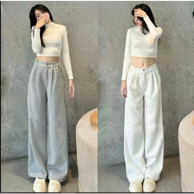 Quần Ống Suông 1 Khuy Chất NỈ Ép 2 DA Cạp Cao Có 2 Túi Trước 2 Túi Sau Dài 100-103cm M37- PQM STORE