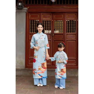 AD 2025 Điệu kids- Set KÈM quần - áo dài mẹ &bé HÀ CÚC 10-50kg, Mẹ 40-65 kg TÍM-HỒNG-VÀNG-XANH