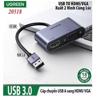 Cáp chuyển đổi USB 3.0 to HDMI + VGA Ugreen 20518 CM449 (xuất cùng lúc 2 màng hình)