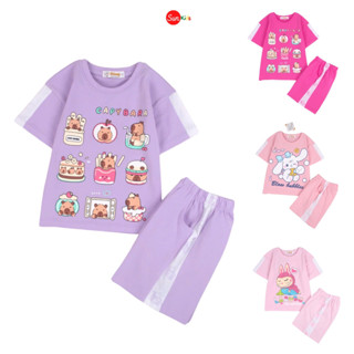Đồ bộ thun bé gái, có nhiều màu, size 3-14 tuổi, đồ bộ trẻ em chất cotton - SUNKIDS