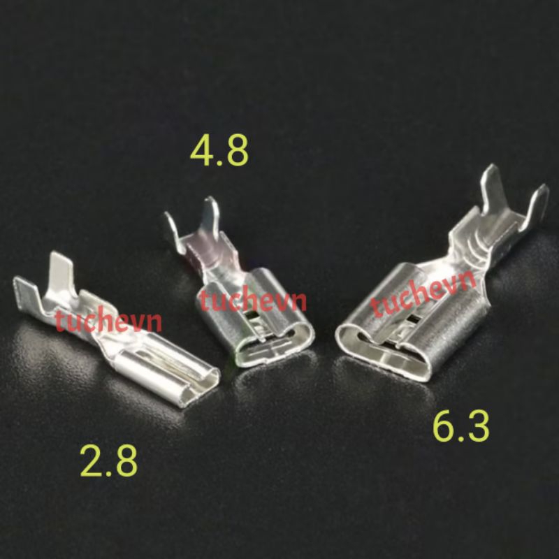 Cos cắm 2.8mm, cos 2 tầng, cos kèm vỏ dày 0.25-0.3mm Đồng Vàng/Đồng Đỏ