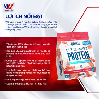 Applied Nutrition Clear Whey Protein 875g, khử 100% vị sữa, hỗ trợ tăng cơ giảm mỡ
