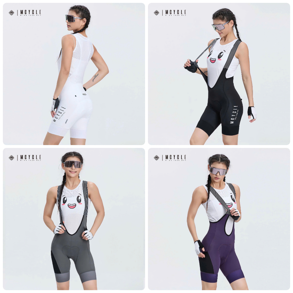 Quần ngắn đạp xe nam nữ có dây treo - chính hãng Mcycle - MK087w